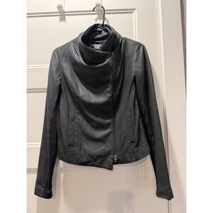 Vince Scuba Soft Leather Jacket Asymmetrical Coat Moto Black Small /P
